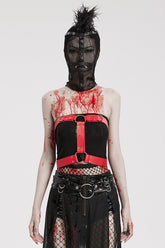 Black Stitching Mesh Unisex Steampunk Mohawk Hood Mask